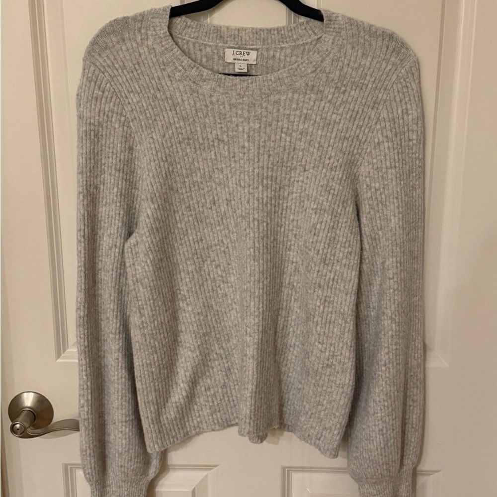 J. Crew Women's Light Gray Ribbed Sweater